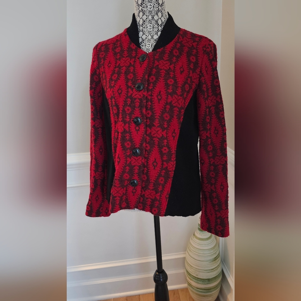 Pendelton Red And Black Button Front Cardiam